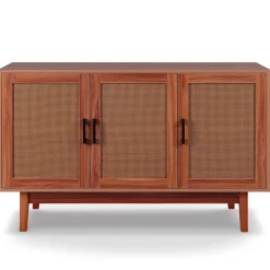 Buffet moderne Poetis 3 portes avec cannage Rotin et Bois