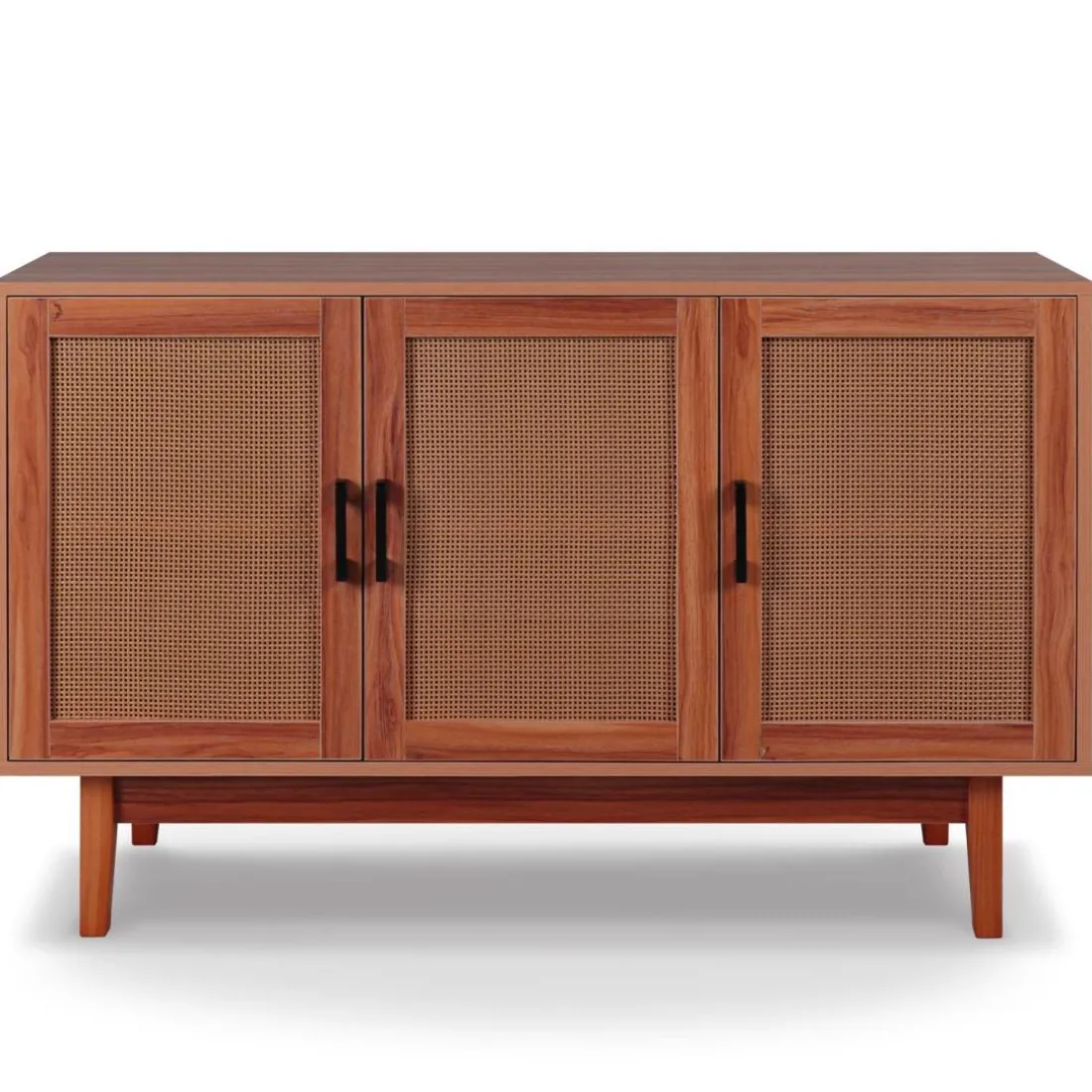 Buffet moderne Poetis 3 portes avec cannage Rotin et Bois