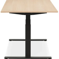 Bureau assis debout électrique 'TRONIK' noir avec plateau en bois finition naturelle