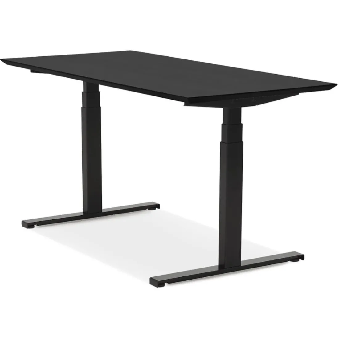 Bureau assis-debout électrique 'BIONIK'avec plateau en bois et métal noir