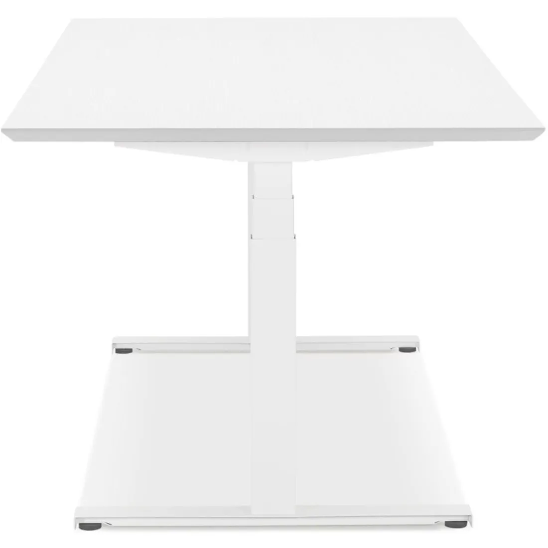 Bureau assis-debout électrique 'BIONIK'avec plateau en bois et métal blanc