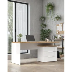 Bureau avec 3 tiroirs poigné en métal EASY