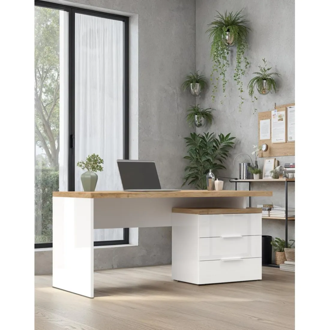 Bureau avec 3 tiroirs poigné en métal EASY