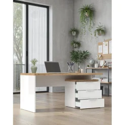 Bureau avec 3 tiroirs poigné en métal EASY