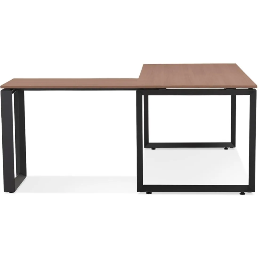 Bureau d'angle design 'BAKUS' en bois finition Noyer et métal noir