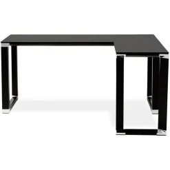 Bureau d'angle design 'XLINE' en verre noir