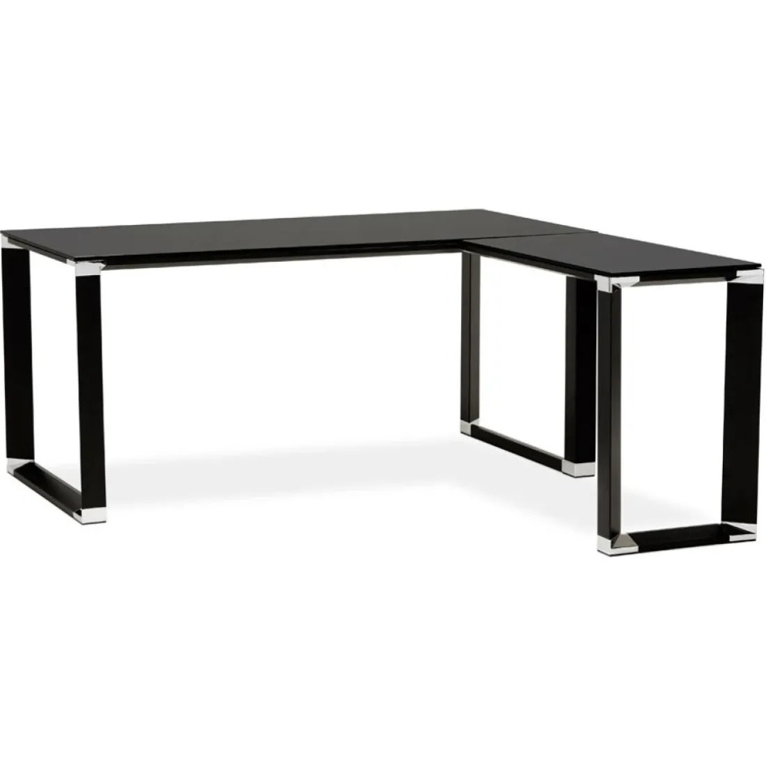 Bureau d'angle design 'XLINE' en verre noir
