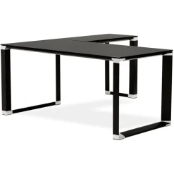 Bureau d'angle design 'XLINE' en verre noir