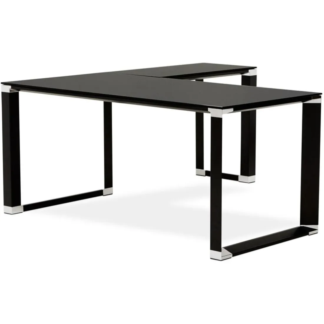 Bureau d'angle design 'XLINE' en verre noir