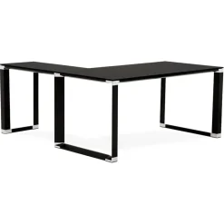 Bureau d'angle design 'XLINE' en verre noir