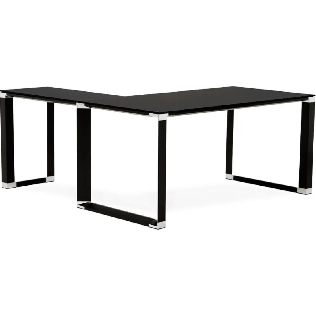 Bureau d'angle design 'XLINE' en verre noir