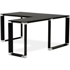 Bureau d'angle design 'XLINE' en verre noir