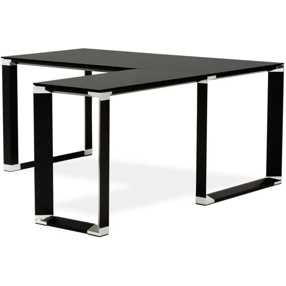 Bureau d'angle design 'XLINE' en verre noir