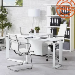 Bureau d'angle design 'XLINE' en bois finition Noyer et métal noir