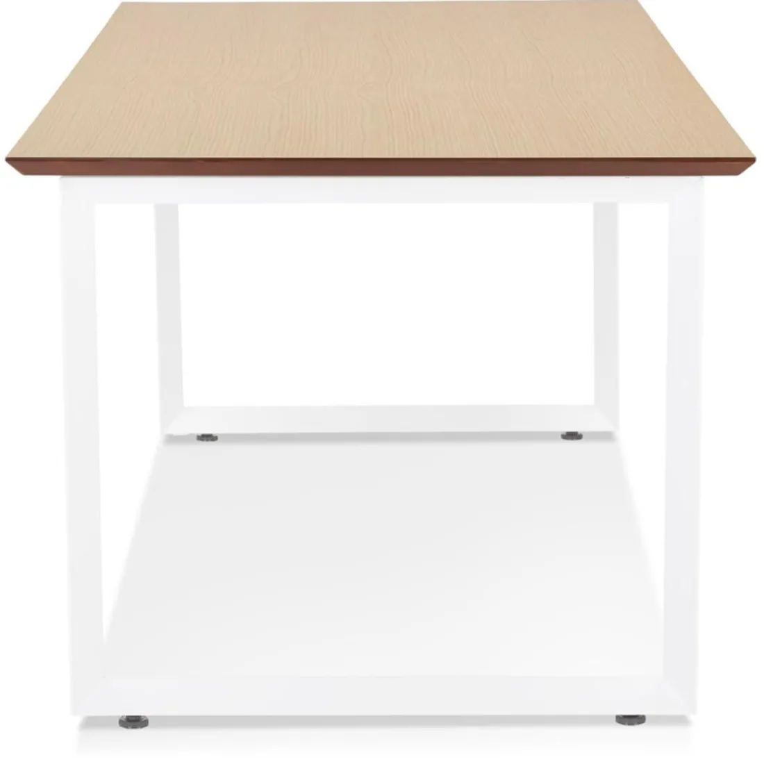 Bureau de direction droit 'GIMINI' en bois finition naturelle et métal blanc