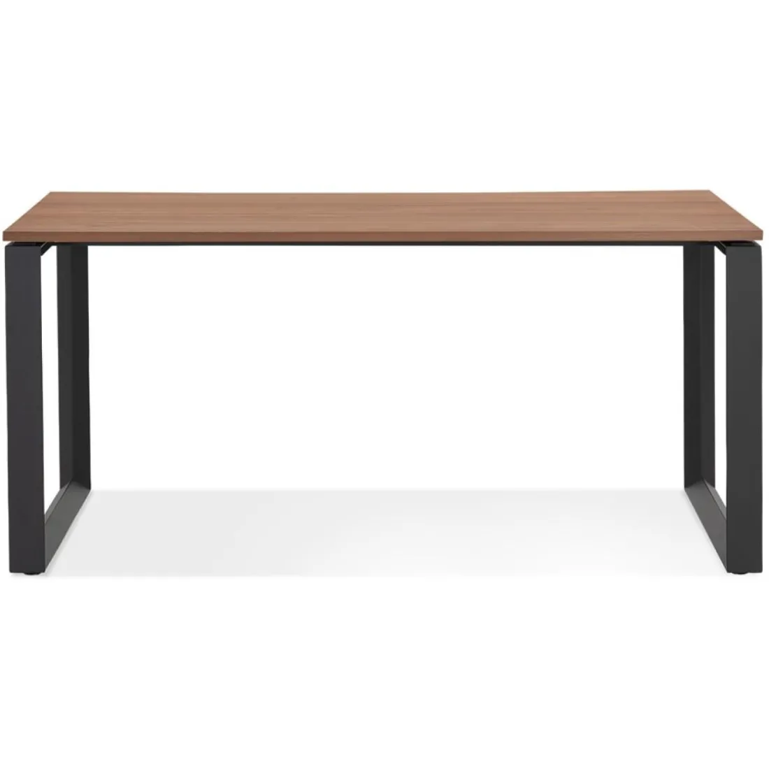 Bureau droit design 'BAKUS' en bois finition Noyer et métal noir