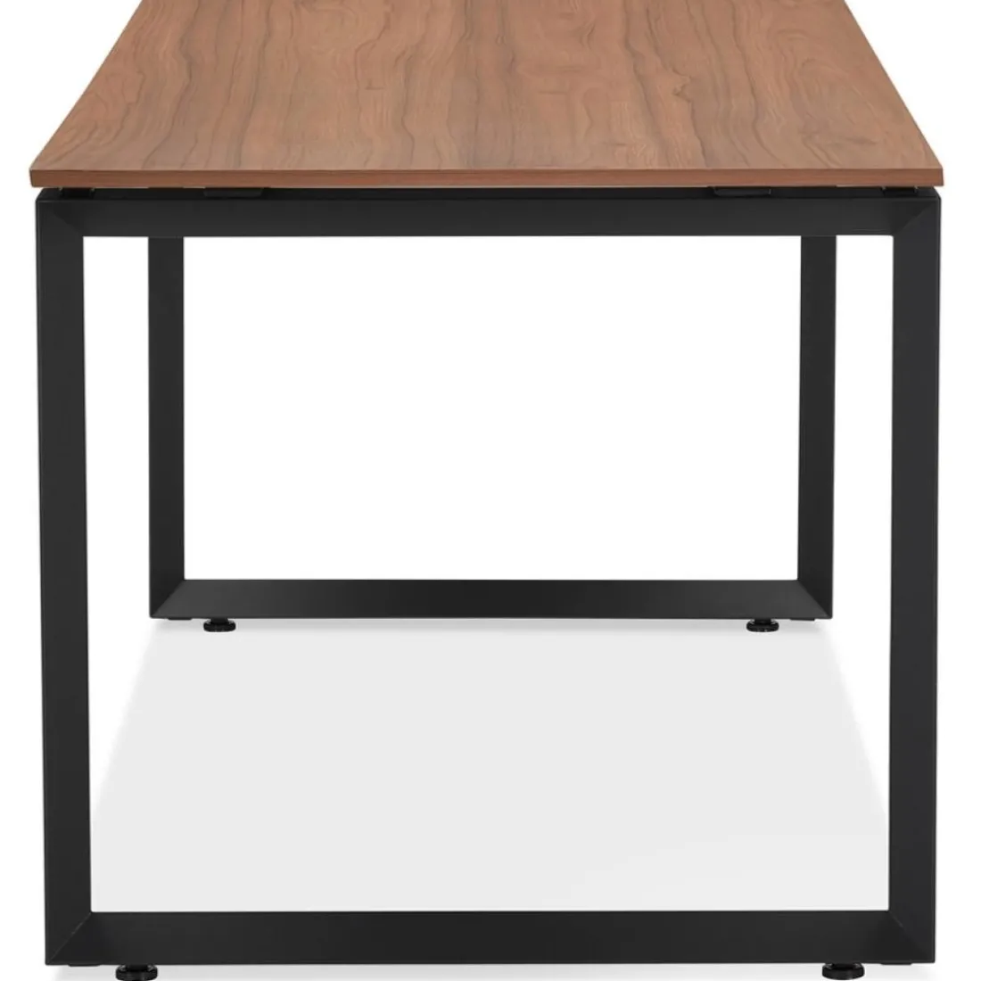 Bureau droit design 'BAKUS' en bois finition Noyer et métal noir