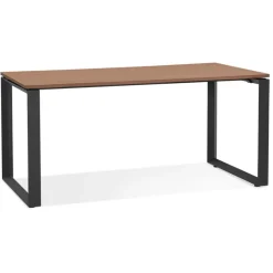 Bureau droit design 'BAKUS' en bois finition Noyer et métal noir