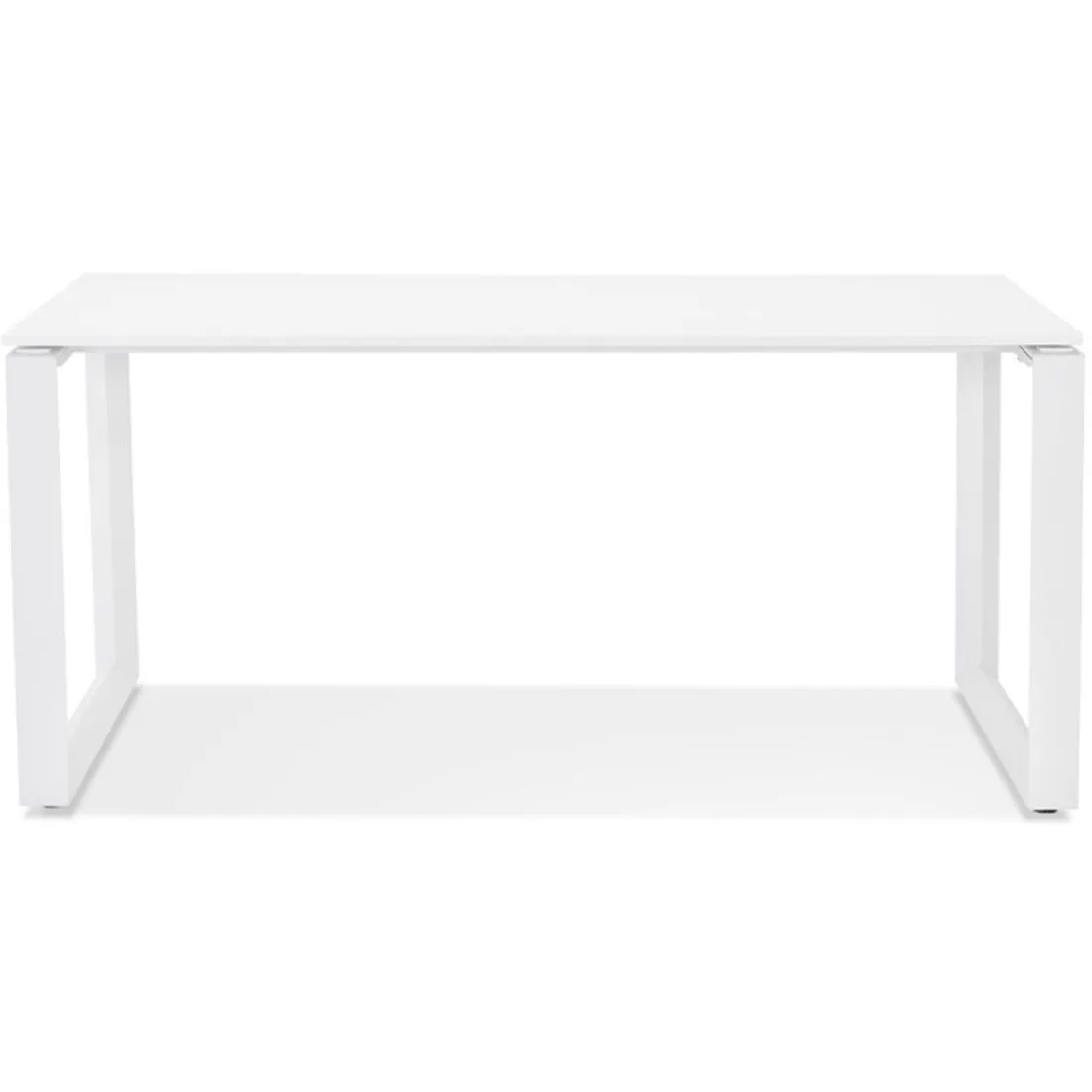 Bureau droit design 'BAKUS' en bois et métal blanc