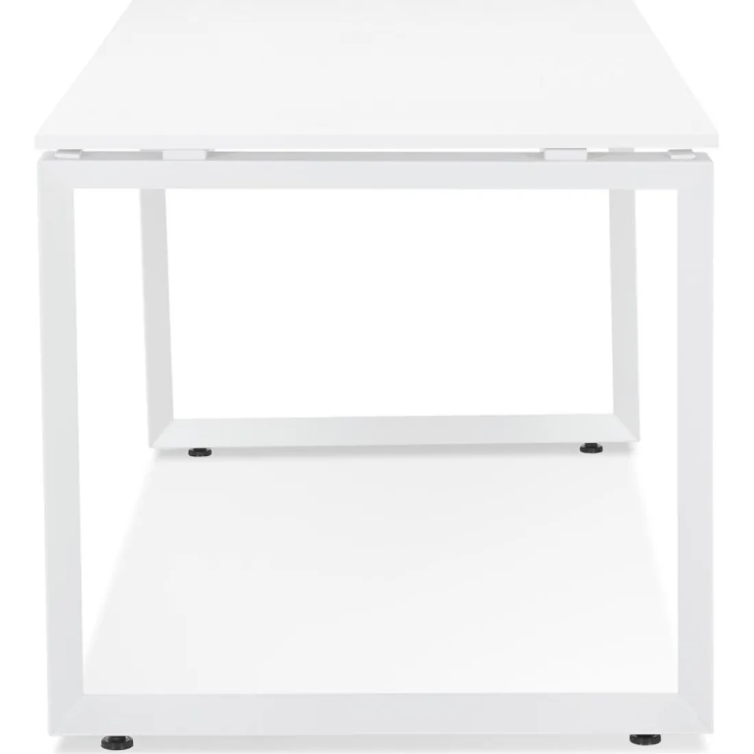Bureau droit design 'BAKUS' en bois et métal blanc