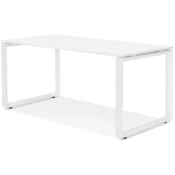 Bureau droit design 'BAKUS' en bois et métal blanc