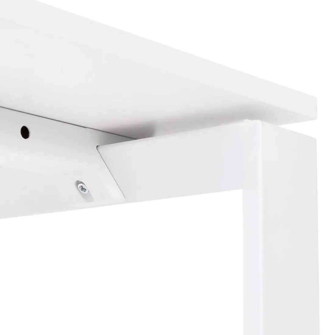 Bureau droit design 'BAKUS' en bois et métal blanc