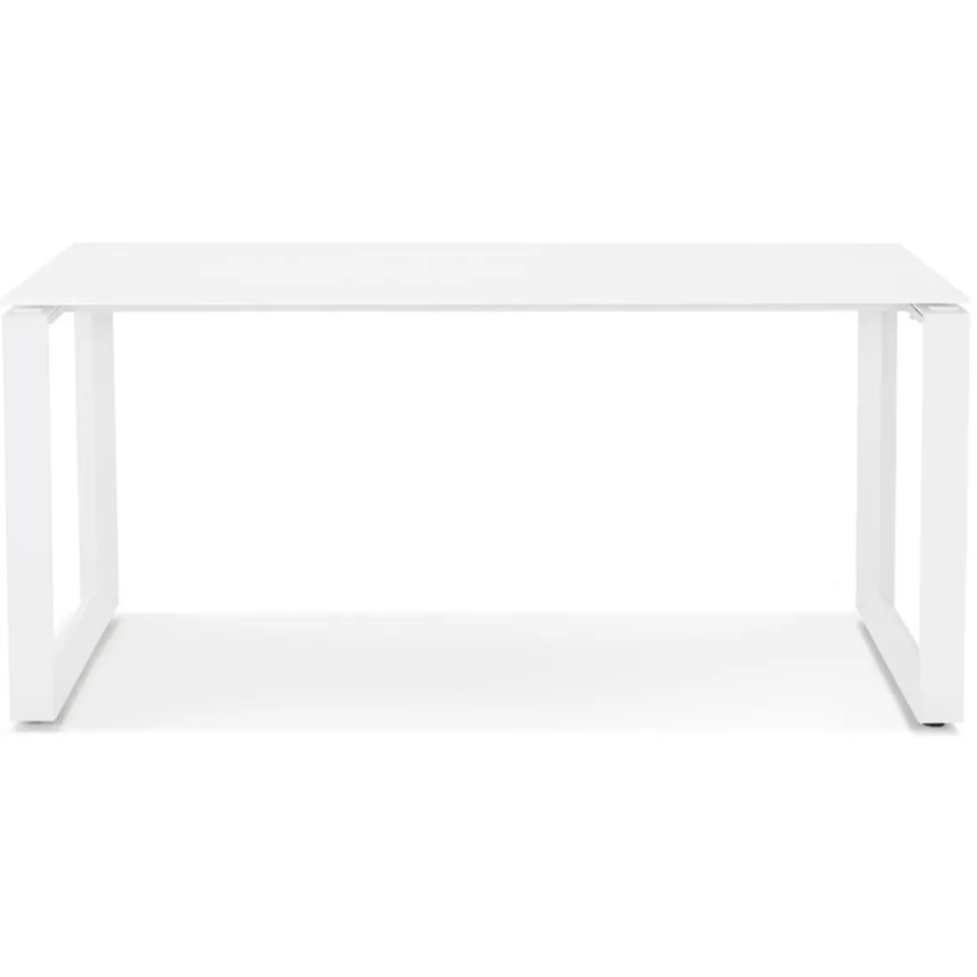 Bureau droit design 'BAKUS' en verre et métal blanc