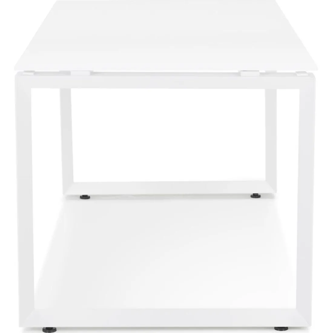 Bureau droit design 'BAKUS' en verre et métal blanc