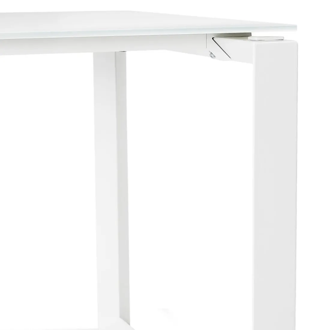 Bureau droit design 'BAKUS' en verre et métal blanc