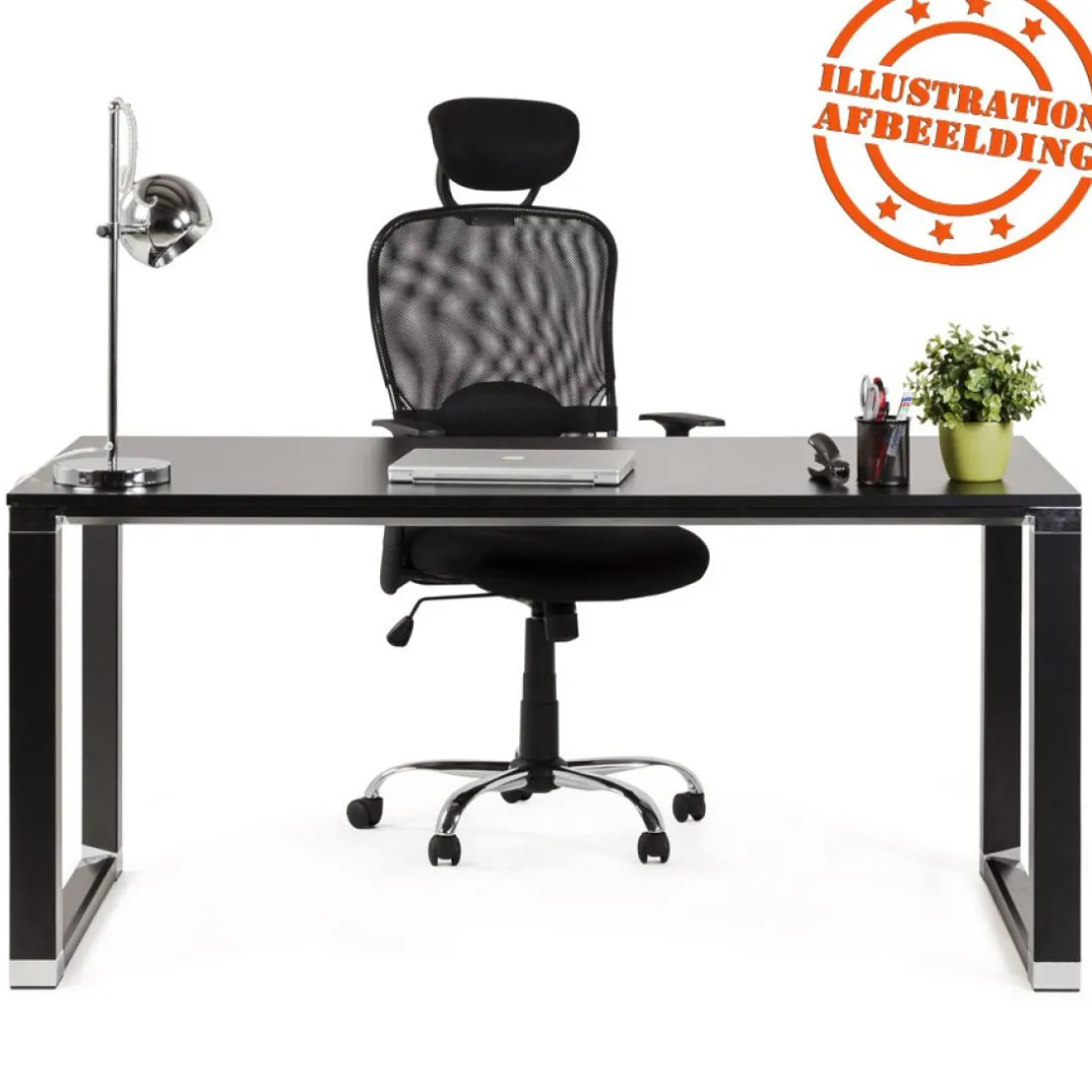 Bureau droit design 'XLINE' en bois noir