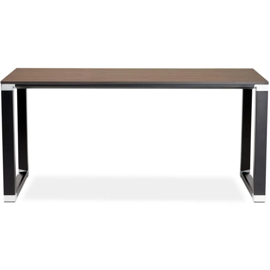 Bureau droit design 'XLINE' en bois finition Noyer et métal noir