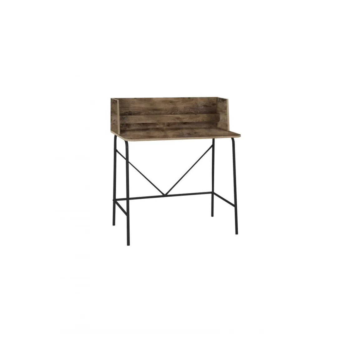 Bureau en métal noir et en bois marron de Style Industriel