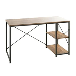 bureau métal laqué noir et chêne + rangements