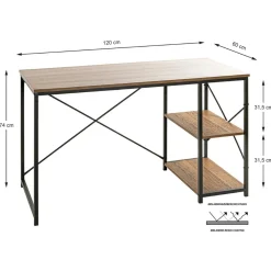bureau métal laqué noir et chêne + rangements