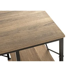 bureau métal laqué noir et chêne + rangements