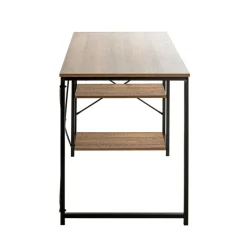 bureau métal laqué noir et chêne + rangements