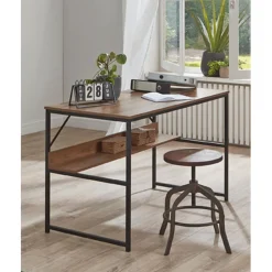 bureau métal laqué noir et chêne