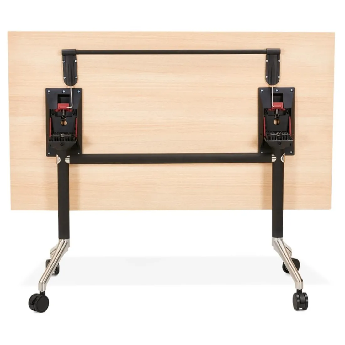 Bureau pliable 'FLEXO' sur roulettes en bois finition naturelle