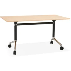 Bureau pliable 'FLEXO' sur roulettes en bois finition naturelle