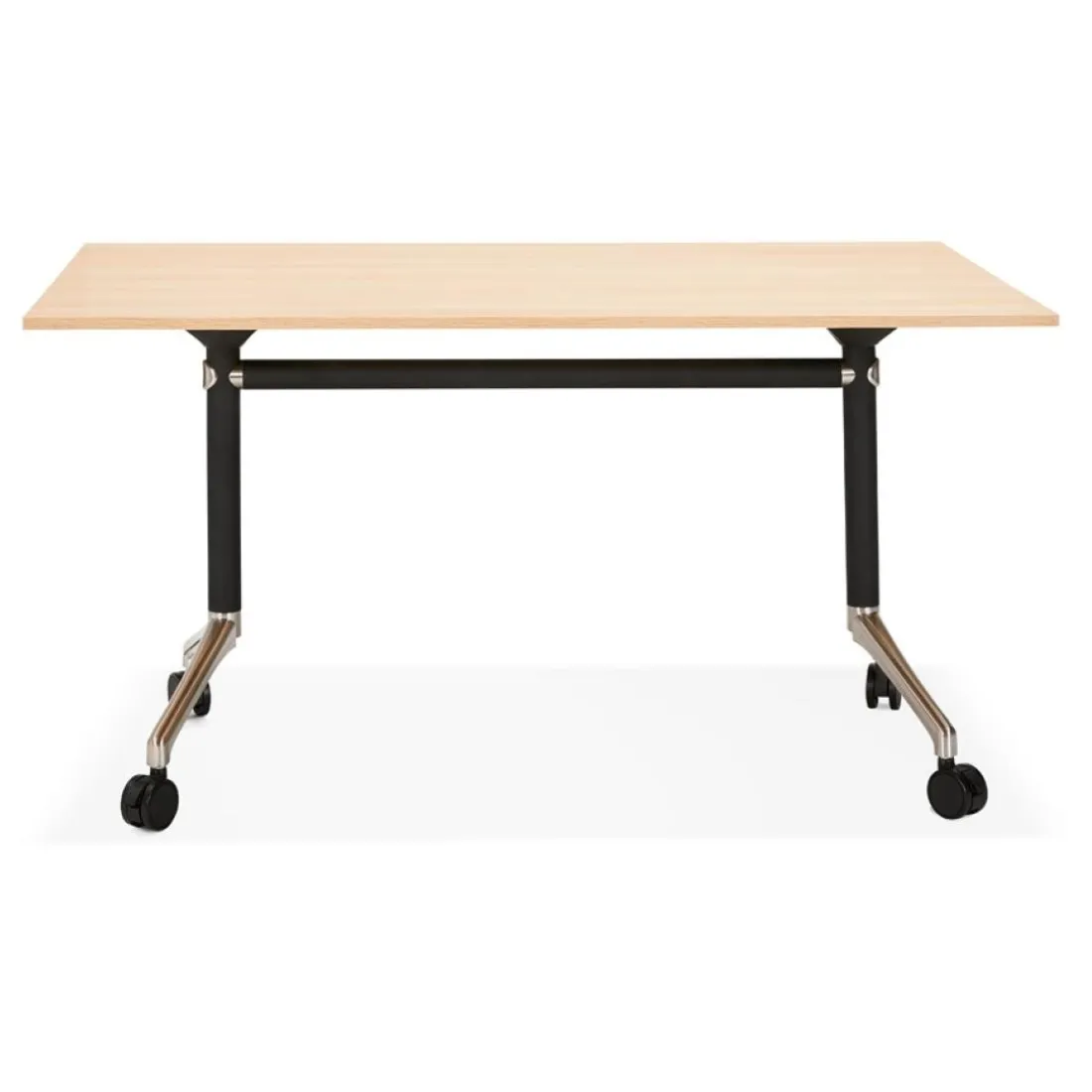 Bureau pliable 'FLEXO' sur roulettes en bois finition naturelle