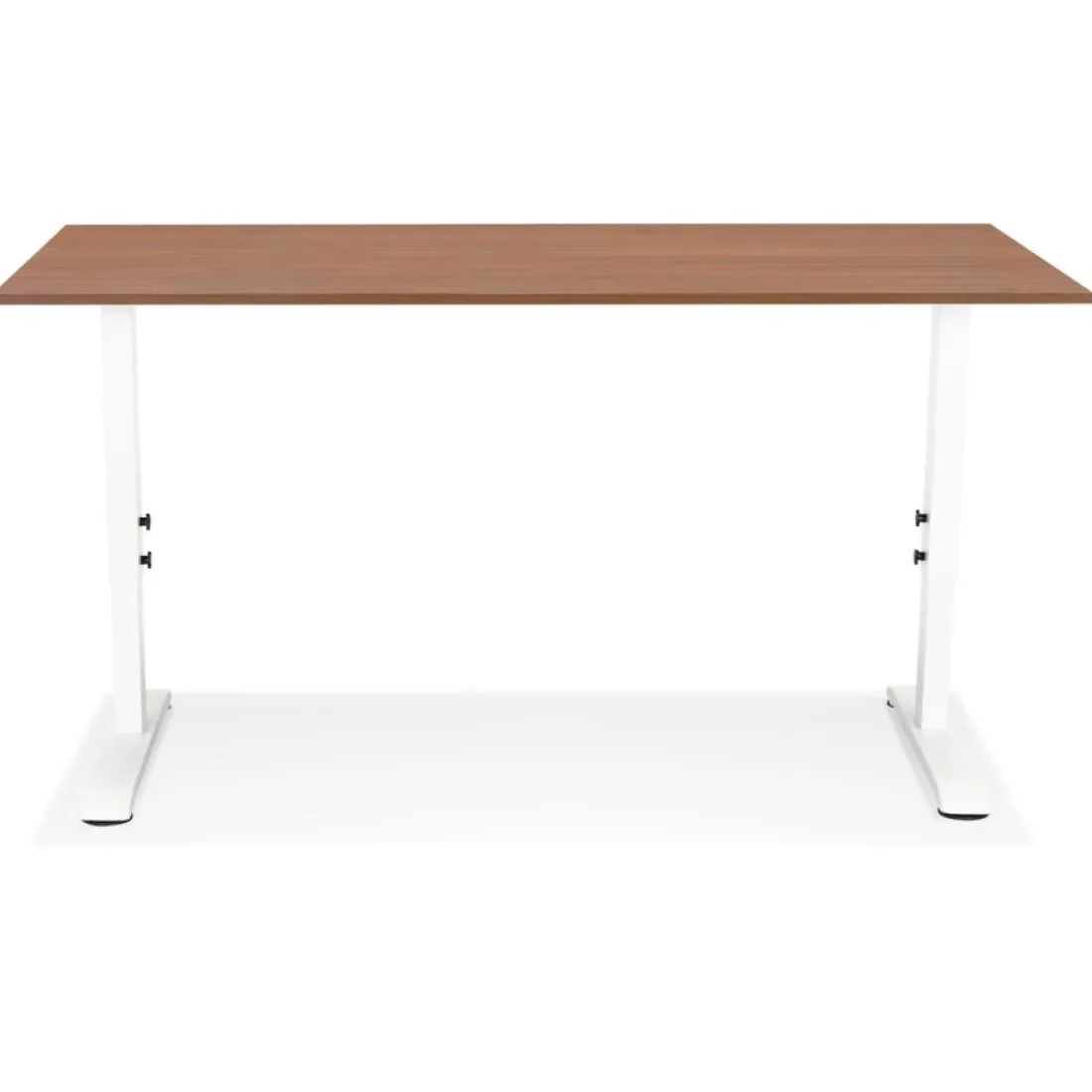 Bureau réglable en hauteur 'OSMOSE' en bois Noyer et métal blanc