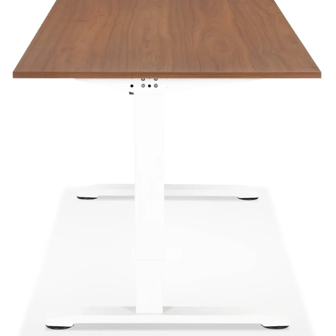 Bureau réglable en hauteur 'OSMOSE' en bois Noyer et métal blanc