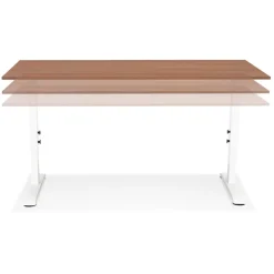 Bureau réglable en hauteur 'OSMOSE' en bois et métal blanc