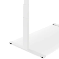 Bureau réglable en hauteur électrique 'TRONIK' blanc avec plateau en bois finition Noyer
