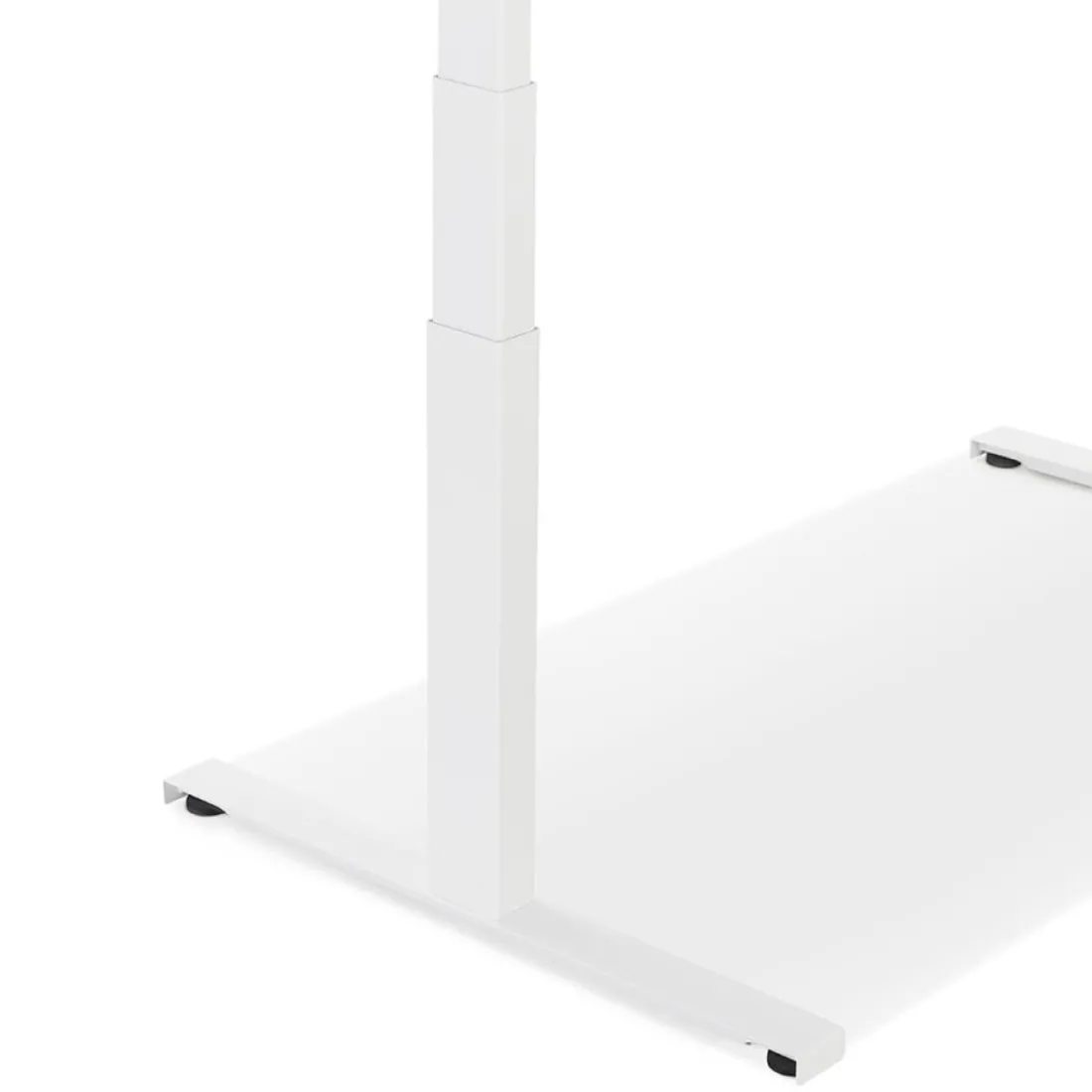 Bureau réglable en hauteur électrique 'TRONIK' blanc avec plateau en bois finition Noyer