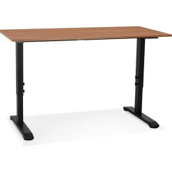 Bureau réglable en hauteur en bois Noyer et métal noir 'OSMOSE'