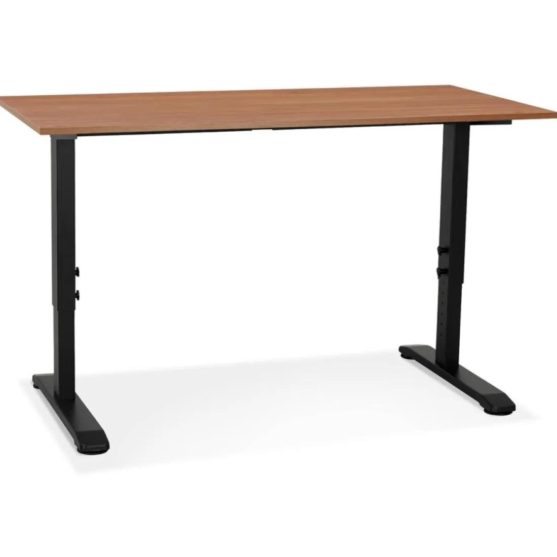 Bureau réglable en hauteur en bois Noyer et métal noir 'OSMOSE'