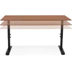 Bureau réglable en hauteur en bois Noyer et métal noir 'OSMOSE'