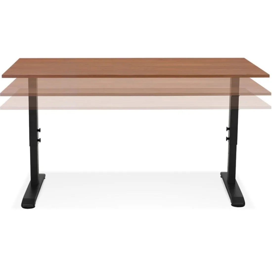 Bureau réglable en hauteur en bois Noyer et métal noir 'OSMOSE'