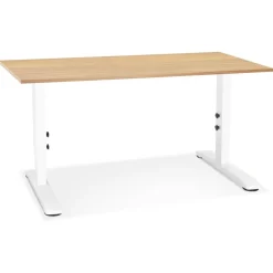 Bureau réglable en hauteur 'OSMOSE' en bois finition naturelle et métal blanc